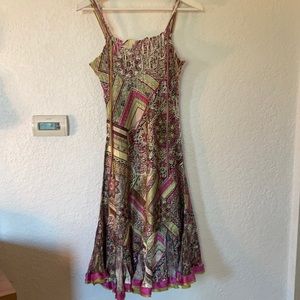 Bohemian scarf style dress with lace and hem